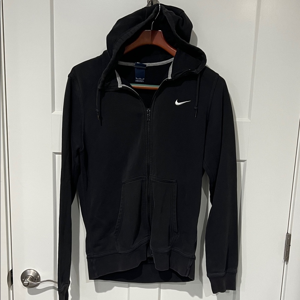 Vintage Blue Label Nike Black Full-Zip Hoodie Sz M